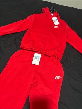 Nike Red Pullover Hoodie and Jogger Set